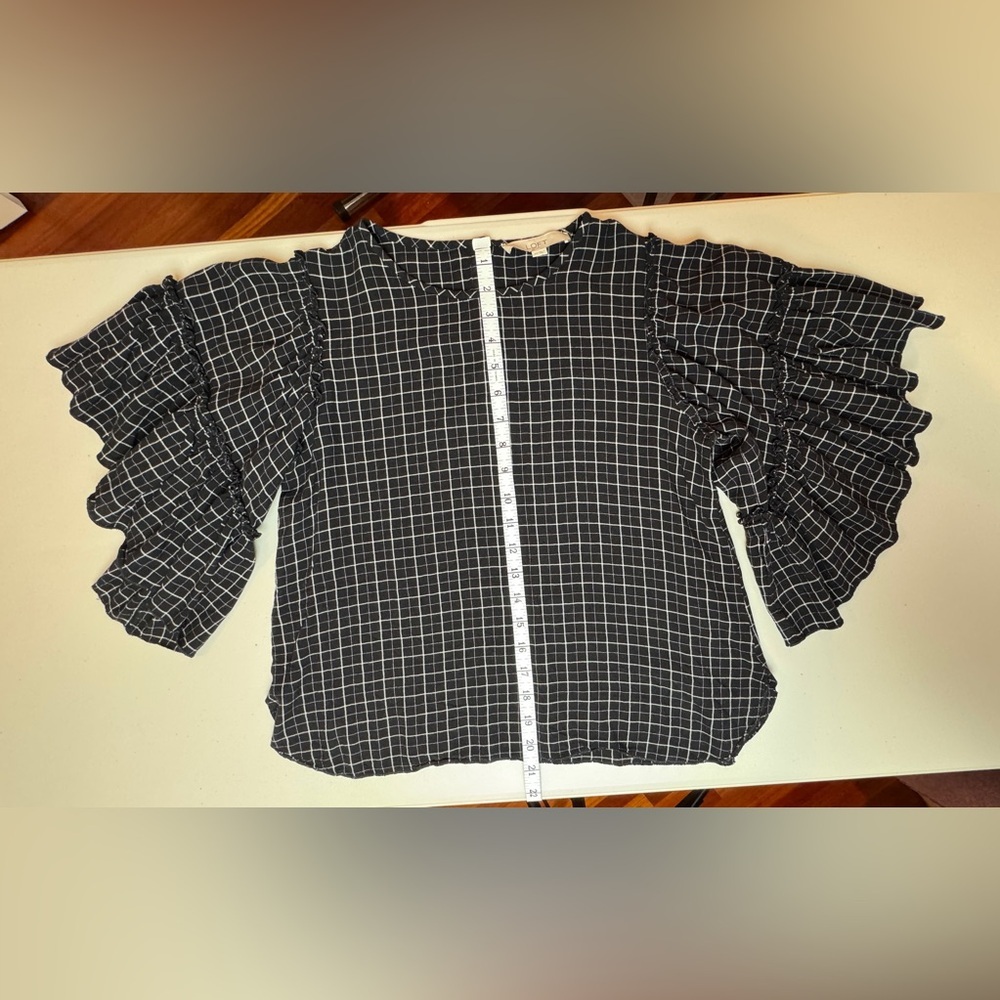 Loft Bell Sleeve Ruffle Plaid Top - Picture 4 of 9